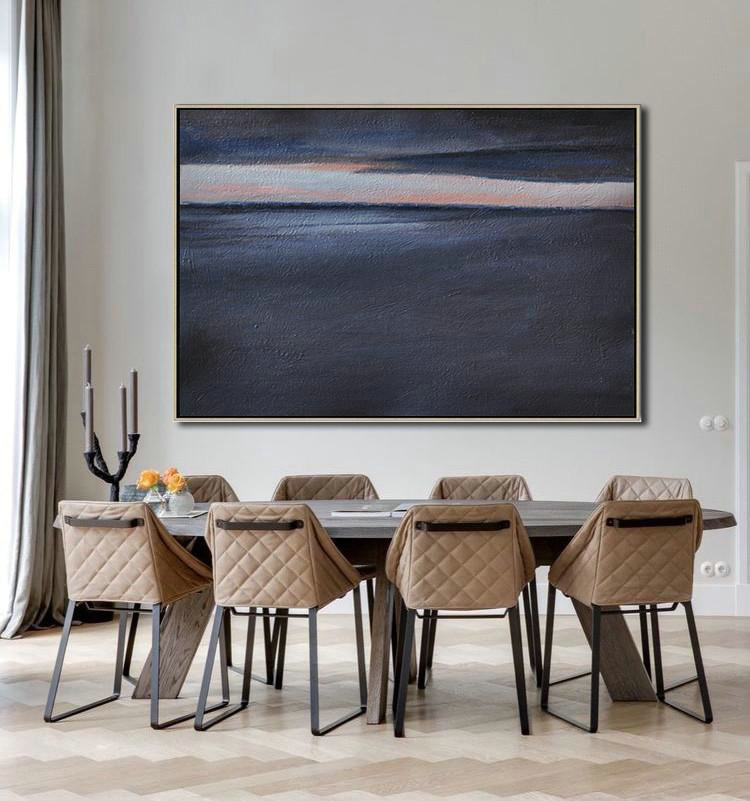 Original Artwork Extra Large Abstract Painting,Horizontal Palette Knife Contemporary Art,Acrylic Painting Large Wall Art,Black,Grey,Pink.etc